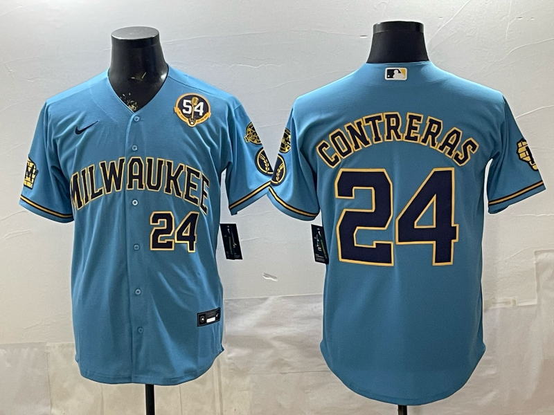 Men 2026 Milwaukee Brewers #24 Contreras blue Game Nike MLB Jersey 0403003